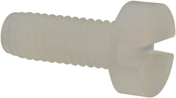 Made in USA - M3x0.50 Metric Coarse, 8mm Length Under Head Slotted Drive Machine Screw - Cheese Head, Grade 6/6 Nylon, Uncoated, Without Washer - Apex Tool & Supply