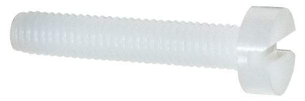 Made in USA - M3x0.50 Metric Coarse, 16mm Length Under Head Slotted Drive Machine Screw - Cheese Head, Grade 6/6 Nylon, Uncoated, Without Washer - Apex Tool & Supply