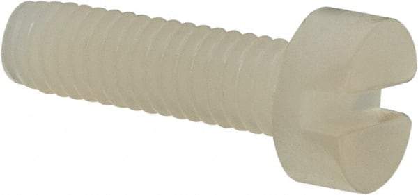 Made in USA - M3.5x0.60 Metric Coarse, 12mm Length Under Head Slotted Drive Machine Screw - Cheese Head, Grade 6/6 Nylon, Uncoated, Without Washer - Apex Tool & Supply