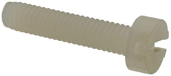Made in USA - M3.5x0.60 Metric Coarse, 16mm Length Under Head Slotted Drive Machine Screw - Cheese Head, Grade 6/6 Nylon, Uncoated, Without Washer - Apex Tool & Supply