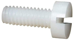 Made in USA - M4x0.70 Metric Coarse, 10mm Length Under Head Slotted Drive Machine Screw - Cheese Head, Grade 6/6 Nylon, Uncoated, Without Washer - Apex Tool & Supply