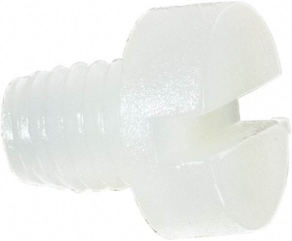 Made in USA - M5x0.80 Metric Coarse, 6mm Length Under Head Slotted Drive Machine Screw - Cheese Head, Grade 6/6 Nylon, Uncoated, Without Washer - Apex Tool & Supply