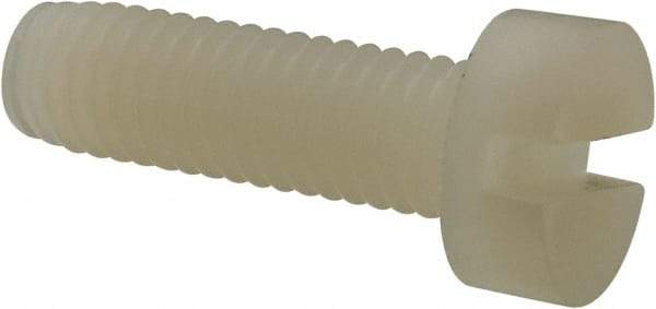 Made in USA - M5x0.80 Metric Coarse, 16mm Length Under Head Slotted Drive Machine Screw - Cheese Head, Grade 6/6 Nylon, Uncoated, Without Washer - Apex Tool & Supply