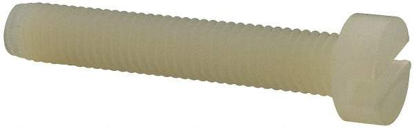 Made in USA - M5x0.80 Metric Coarse, 30mm Length Under Head Slotted Drive Machine Screw - Cheese Head, Grade 6/6 Nylon, Uncoated, Without Washer - Apex Tool & Supply
