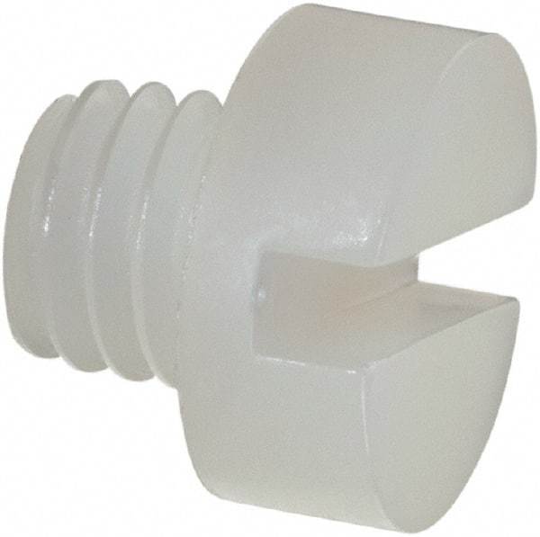 Made in USA - M6x1.00 Metric Coarse, 5mm Length Under Head Slotted Drive Machine Screw - Cheese Head, Grade 6/6 Nylon, Uncoated, Without Washer - Apex Tool & Supply