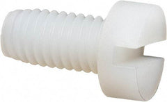 Made in USA - M6x1.00 Metric Coarse, 12mm Length Under Head Slotted Drive Machine Screw - Cheese Head, Grade 6/6 Nylon, Uncoated, Without Washer - Apex Tool & Supply