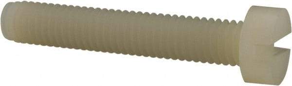 Made in USA - M6x1.00 Metric Coarse, 35mm Length Under Head Slotted Drive Machine Screw - Cheese Head, Grade 6/6 Nylon, Uncoated, Without Washer - Apex Tool & Supply