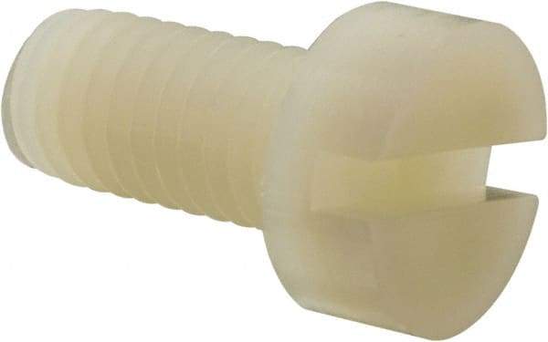 Made in USA - M8x1.25 Metric Coarse, 16mm Length Under Head Slotted Drive Machine Screw - Cheese Head, Grade 6/6 Nylon, Uncoated, Without Washer - Apex Tool & Supply