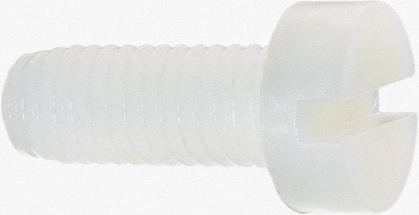 Made in USA - M8x1.25 Metric Coarse, 20mm Length Under Head Slotted Drive Machine Screw - Cheese Head, Grade 6/6 Nylon, Uncoated, Without Washer - Apex Tool & Supply