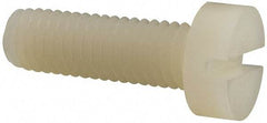 Made in USA - M8x1.25 Metric Coarse, 25mm Length Under Head Slotted Drive Machine Screw - Cheese Head, Grade 6/6 Nylon, Uncoated, Without Washer - Apex Tool & Supply