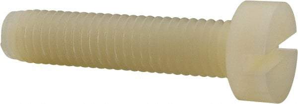 Made in USA - M8x1.25 Metric Coarse, 35mm Length Under Head Slotted Drive Machine Screw - Cheese Head, Grade 6/6 Nylon, Uncoated, Without Washer - Apex Tool & Supply