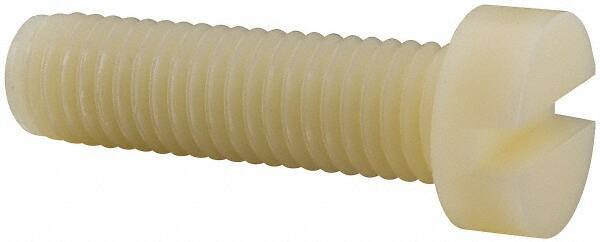 Made in USA - M10x1.50 Metric Coarse, 35mm Length Under Head Slotted Drive Machine Screw - Cheese Head, Grade 6/6 Nylon, Uncoated, Without Washer - Apex Tool & Supply