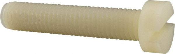 Made in USA - M10x1.50 Metric Coarse, 50mm Length Under Head Slotted Drive Machine Screw - Cheese Head, Grade 6/6 Nylon, Uncoated, Without Washer - Apex Tool & Supply