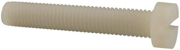 Made in USA - M10x1.50 Metric Coarse, 60mm Length Under Head Slotted Drive Machine Screw - Cheese Head, Grade 6/6 Nylon, Uncoated, Without Washer - Apex Tool & Supply