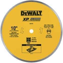 DeWALT - 10" Diam, 5/8" Arbor Hole Diam, Wet & Dry Cut Saw Blade - Diamond-Tipped, Standard Round Arbor - Apex Tool & Supply