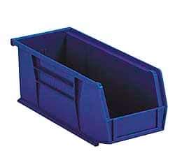 Akro-Mils - 10 Lb. Load Capacity, 5-3/8" Deep, Blue Polymer Hopper Stacking Bin - 3" High x 4-1/8" Wide x 5-3/8" Long - Apex Tool & Supply