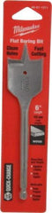 Milwaukee Tool - 1-3/8", 1/4" Straight Shank, Bright Finish, Carbon Steel, Spade Blade Drill Bit - 2 Spurs, 6-3/8" Overall Length, Wire Fishing Hole - Apex Tool & Supply