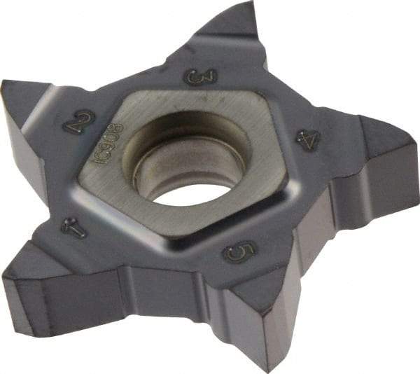 Iscar - PENTA24N480 IC908 Grade, 0.189" Cutting Width, Carbide Cutoff Insert - Neutral Lead Angle, 0.0079" Cnr Rad, TiAlN Coated - Apex Tool & Supply