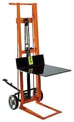 Wesco Industrial Products - 750 Lb Capacity, 54" Lift Height, Hydraulic Platform Base Manually Operated Lift - 54" Minimum Operating Height - Apex Tool & Supply