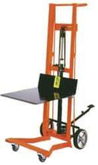 Wesco Industrial Products - 750 Lb Capacity, 54" Lift Height, Hydraulic Platform Base Manually Operated Lift - 54" Minimum Operating Height - Apex Tool & Supply
