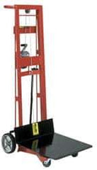 Wesco Industrial Products - 750 Lb Capacity, 54" Lift Height, Winch Platform Base Manually Operated Lift - 54" Minimum Operating Height - Apex Tool & Supply