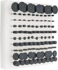 Grier Abrasives - 100 Piece Aluminum Oxide Vitrified Mounted Stone Abrasive Point Set - Includes Shapes W215, W152, W154, W160, W144, W200, W166, W176, W163 & W185 - Apex Tool & Supply