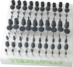 Grier Abrasives - 100 Piece Aluminum Oxide Vitrified Mounted Stone Abrasive Point Set - Includes Shapes B44, B52, B53, B55, B71, B91, B97, B105, B121 & B132 - Apex Tool & Supply