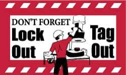 NMC - Don't Forget - Lockout Tagout, 60 Inch Long x 36 Inch High, Safety Banner - Polyethylene, English, Printed on 1 Side - Apex Tool & Supply