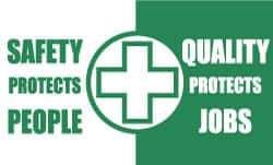 NMC - Safety Protects People - Quality Protects Jobs, 60 Inch Long x 36 Inch High, Safety Banner - Polyethylene, English, Printed on 1 Side - Apex Tool & Supply