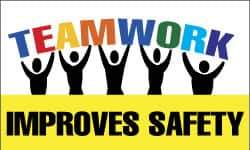 NMC - Teamwork Improves Safety, 60 Inch Long x 36 Inch High, Safety Banner - Polyethylene, English, Printed on 1 Side - Apex Tool & Supply