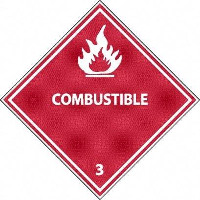 NMC - Combustible DOT Shipping Label - 4" High x 4" Wide - Apex Tool & Supply