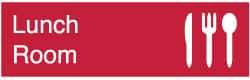 NMC - Lunch Room, 10" Wide x 3" High, Plastic Sign - English, White on Red, Wall Mount - Apex Tool & Supply