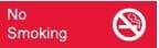 NMC - No Smoking, 10" Wide x 3" High, Plastic Sign - English, White on Red, Wall Mount - Apex Tool & Supply
