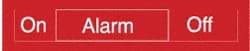NMC - Alarm On/Off, 10" Wide x 2" High, Plastic Sign - English, White on Red, Wall Mount - Apex Tool & Supply