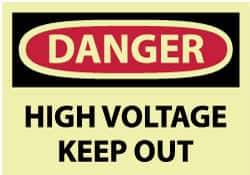 NMC - Accident Prevention Label, Header: DANGER - Legend: Danger - High Voltage - Keep Out, English, Red & Black & Yellow, 5" Long x 3" High, Sign Muscle Finish - Apex Tool & Supply