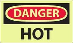 NMC - Hazardous Materials Label, Header: DANGER - Legend: Danger - Hot, English, Red & Black & Yellow, 5" Long x 3" High, Sign Muscle Finish - Apex Tool & Supply