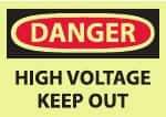 NMC - "Danger - High Voltage - Keep Out", 10" Long x 14" Wide, Pressure-Sensitive Vinyl Safety Sign - Rectangle, 0.004" Thick, Use for Accident Prevention - Apex Tool & Supply