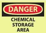 NMC - "Danger - Chemical Storage Area", 10" Long x 14" Wide, Pressure-Sensitive Vinyl Safety Sign - Rectangle, 0.004" Thick, Use for Hazardous Materials - Apex Tool & Supply