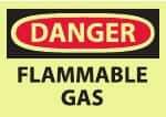 NMC - "Danger - Flammable Gas", 10" Long x 14" Wide, Pressure-Sensitive Vinyl Safety Sign - Rectangle, 0.004" Thick, Use for Hazardous Materials - Apex Tool & Supply