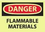 NMC - "Danger - Flammable Materials", 10" Long x 14" Wide, Pressure-Sensitive Vinyl Safety Sign - Rectangle, 0.004" Thick, Use for Hazardous Materials - Apex Tool & Supply