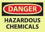 NMC - "Danger - Hazardous Chemicals", 10" Long x 14" Wide, Pressure-Sensitive Vinyl Safety Sign - Rectangle, 0.004" Thick, Use for Hazardous Materials - Apex Tool & Supply