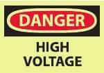 NMC - "Danger - High Voltage", 10" Long x 14" Wide, Pressure-Sensitive Vinyl Safety Sign - Rectangle, 0.004" Thick, Use for Accident Prevention - Apex Tool & Supply
