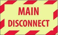 NMC - Accident Prevention Label - Legend: Main Disconnect, English, Red on Yellow, 5" Long x 3" High, Sign Muscle Finish - Apex Tool & Supply