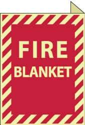 NMC - Fire Blanket, Plastic Fire Sign - 9" Wide x 12" High, Glow-in-the-Dark - Apex Tool & Supply