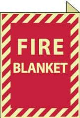 NMC - Fire Blanket, Plastic Fire Sign - 9" Wide x 12" High, Glow-in-the-Dark - Apex Tool & Supply