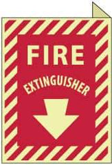 NMC - Fire Extinguisher, Plastic Fire Sign - 9" Wide x 12" High, Glow-in-the-Dark - Apex Tool & Supply