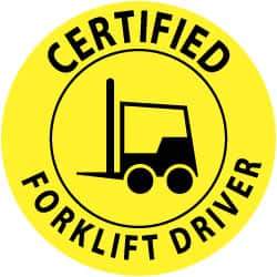 NMC - Certified Forklift Driver, Hard Hat Label - Black on Yellow, 2" Thick, For Certified Operator - Apex Tool & Supply