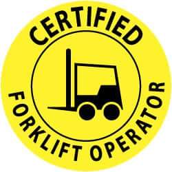 NMC - Certified Forklift Operator, Hard Hat Label - Black on Yellow, 2" Thick, For Certified Operator - Apex Tool & Supply