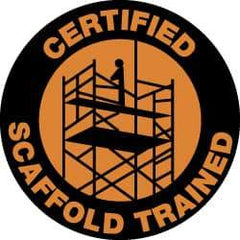 NMC - Certified Scaffold Trained, Hard Hat Label - Orange on Black, 2" Thick, For Certified Operator - Apex Tool & Supply