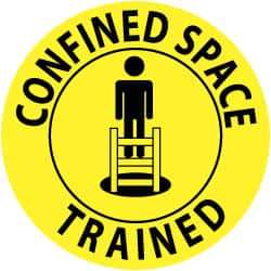 NMC - Confined Space Trained, Hard Hat Label - Black on Yellow, 2" Thick, For Accident Prevention - Apex Tool & Supply